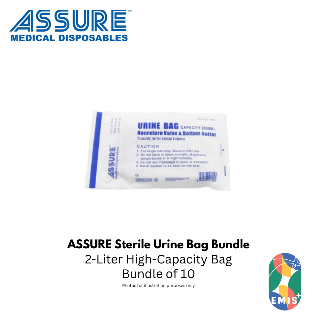 ASSURE Urine Bag Sterile 2L T Outlet with 120cm Tubing Bundle of 10