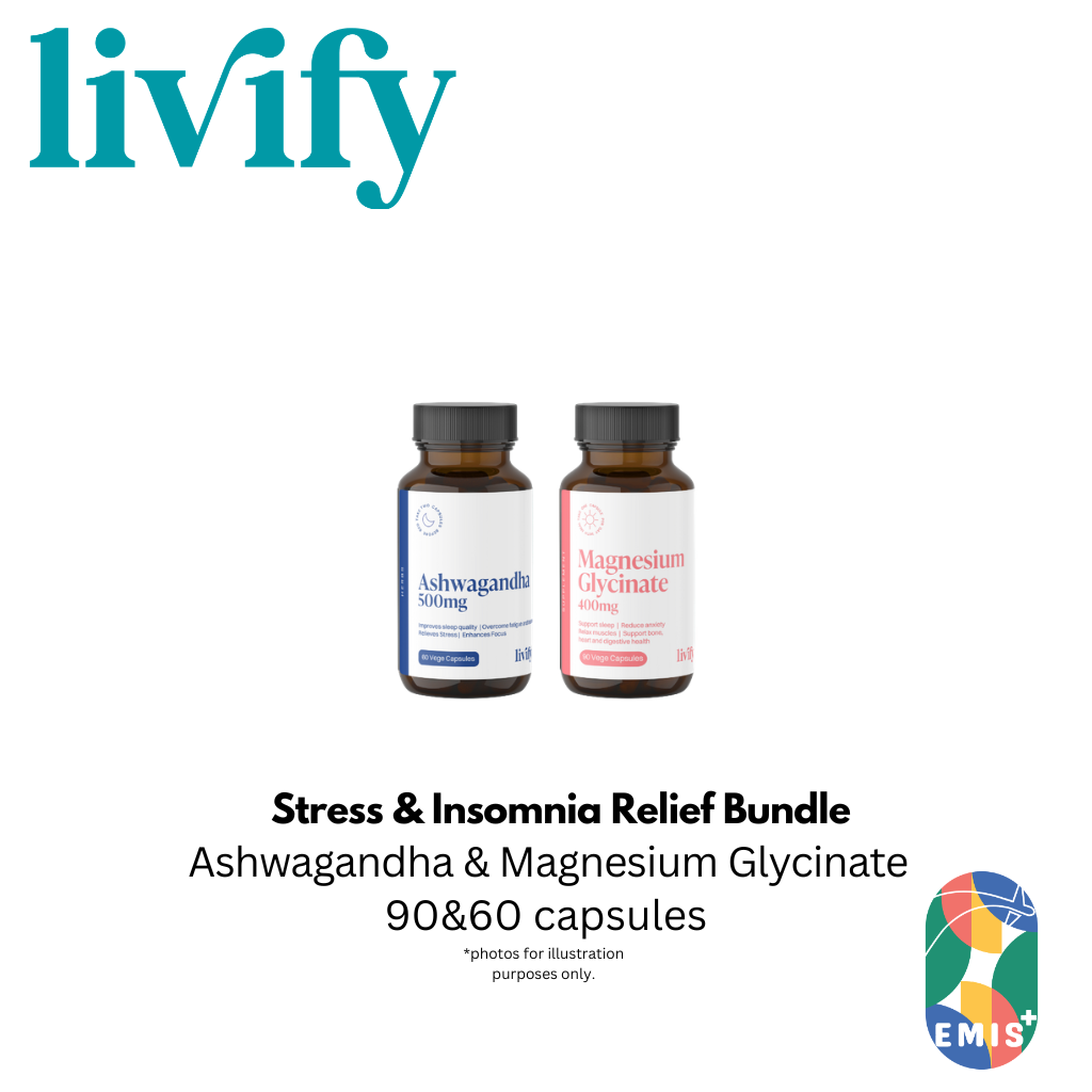 Livify Stress and Insomnia Relief Bundle Ashwagandha and Magnesium Glycinate Supplement Set