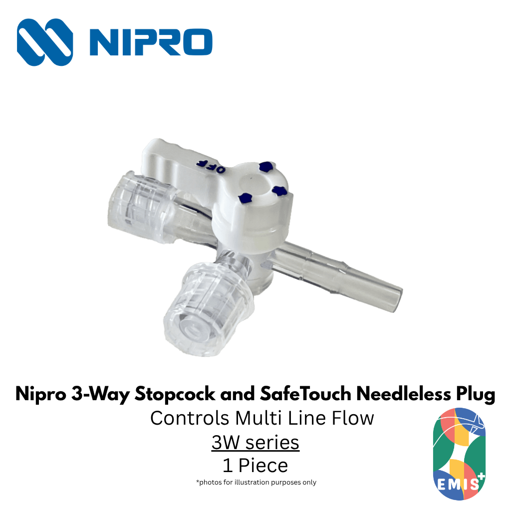 Nipro IV Connectors – 3-Way Stopcock & SafeTouch Needleless Plug (Made in Japan) – Nipro medical device available at EMIS+ Singapore