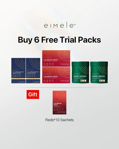 eimele Calibrate Reds 30 sachets*2 packs+Coffee Pro*2 packs+Shine Greens H