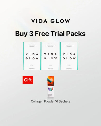 Vida Glow Natural Marine Collagen 30 sachets*3 packs Free Marine Collagen*6 sachets