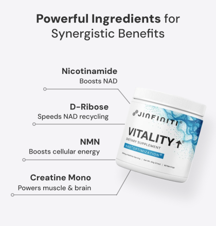 Jinfiniti Vitality NAD+ Booster Powder - 60g Supplement for Cellular Energy and Longevity Support