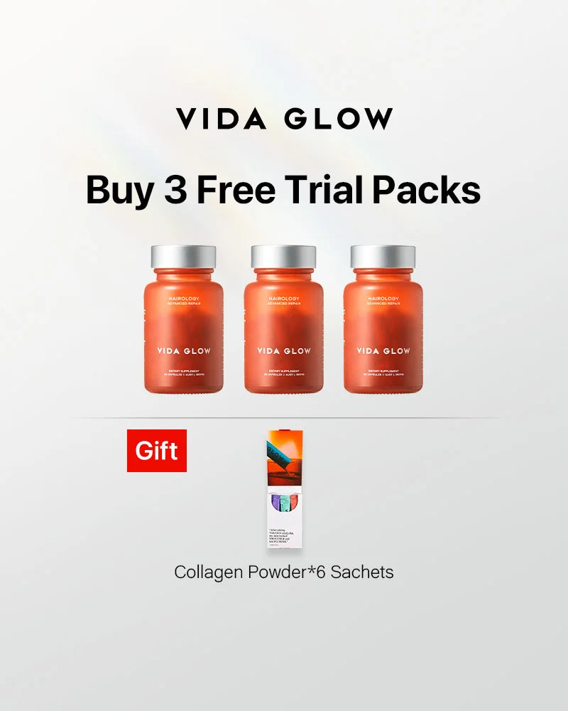 Vida Glow Hairology*30 capsules/bottle Buy 3 Free Marine Collagen 6 sachets