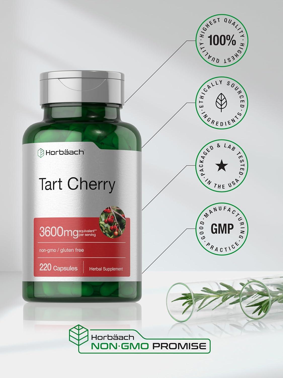 Horb ach Tart Cherry Extract Capsules | 3600mg | 220 Pills | Non-GMO Gluten Free | Traditional Herbal Supplement 220 Count (Pack of 1)