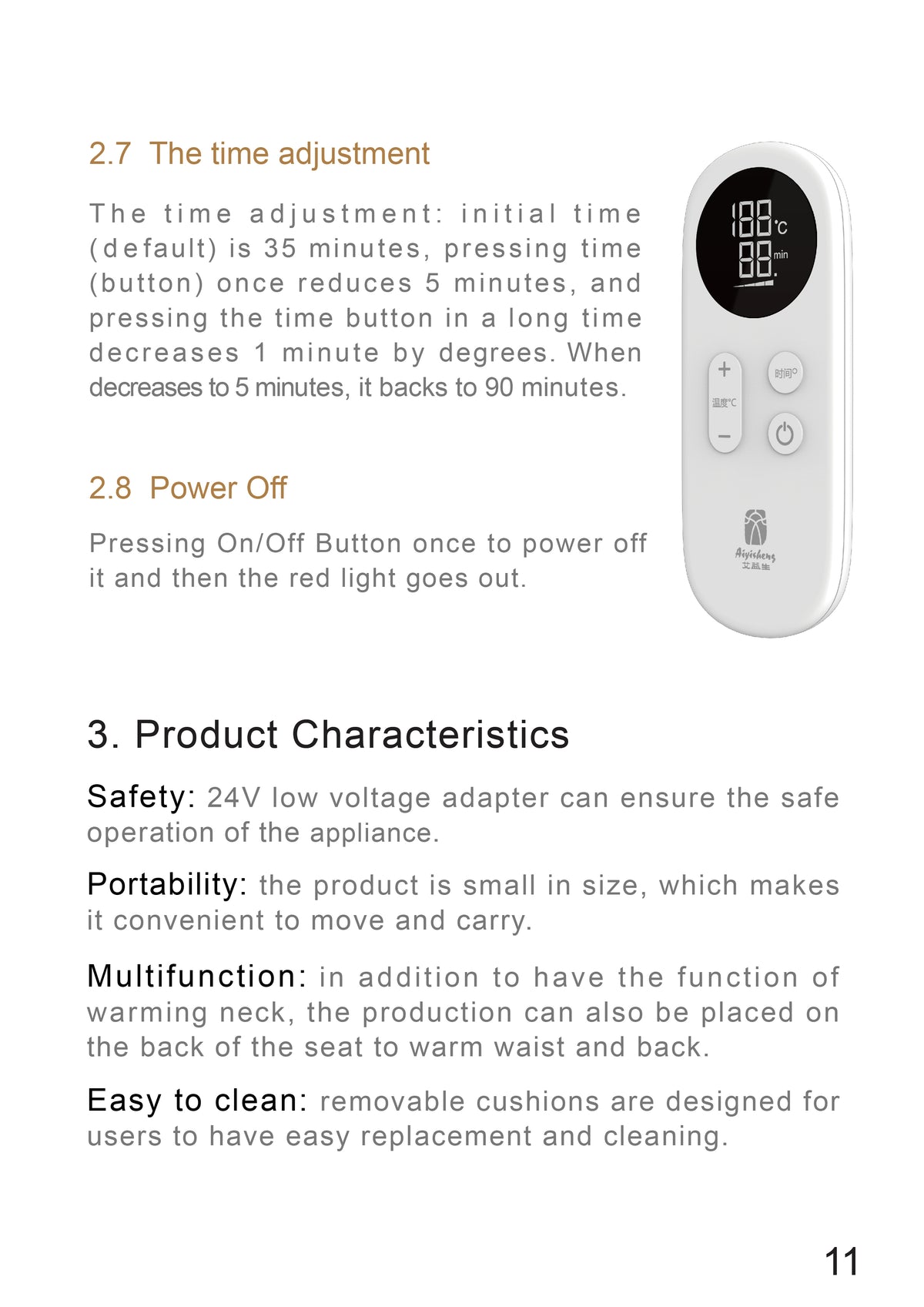 AiYiSheng AYS-012 Warming Neck Pillow Appliance official English manual page 12