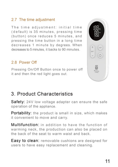 AiYiSheng AYS-012 Warming Neck Pillow Appliance official English manual page 12