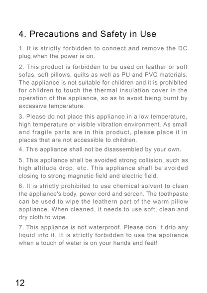 AiYiSheng AYS-012 Warming Neck Pillow Appliance official English manual page 13