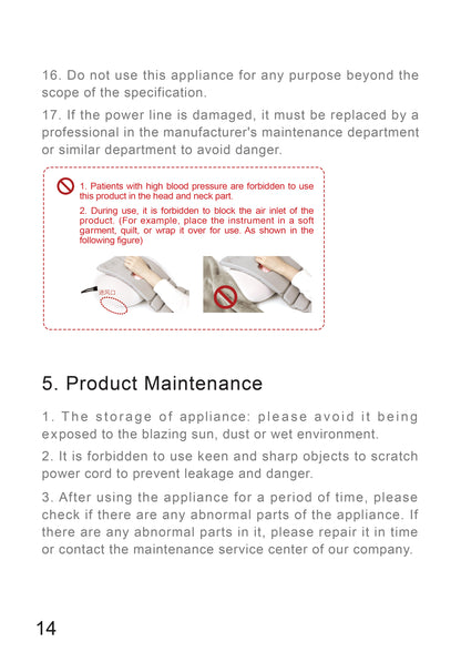 AiYiSheng AYS-012 Warming Neck Pillow Appliance official English manual page 15