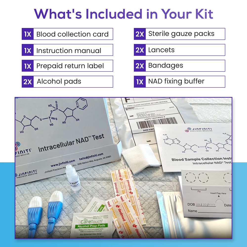 Jinfiniti Intracellular NAD+ Test - CLIA-Certified NAD Level Analysis Kit