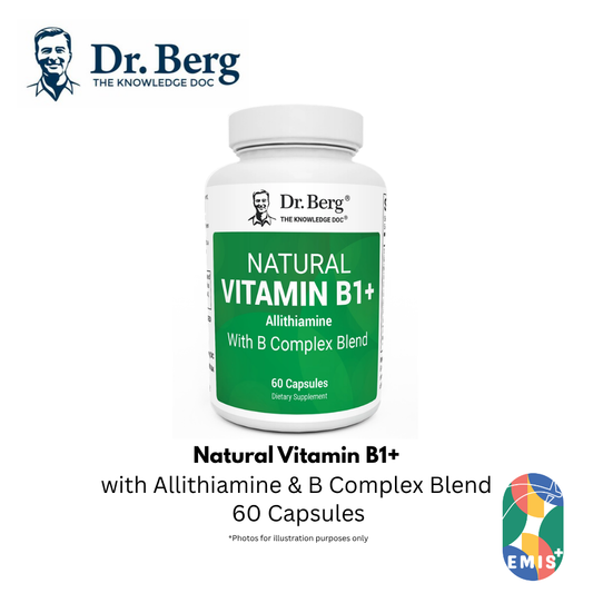 Dr. Berg 天然维生素 B1+ 含蒜硫胺素和 B 族复合物混合物 - 60 粒胶囊