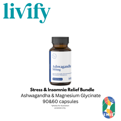 Livify Stress and Insomnia Relief Bundle Ashwagandha and Magnesium Glycinate Supplement Set