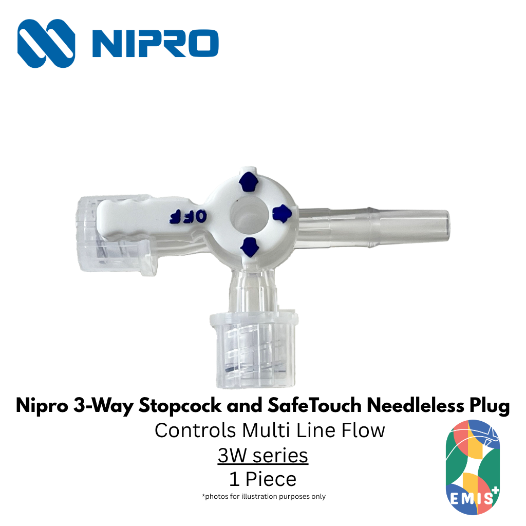 Nipro IV Connectors – 3-Way Stopcock & SafeTouch Needleless Plug (Made in Japan) – Nipro medical device available at EMIS+ Singapore