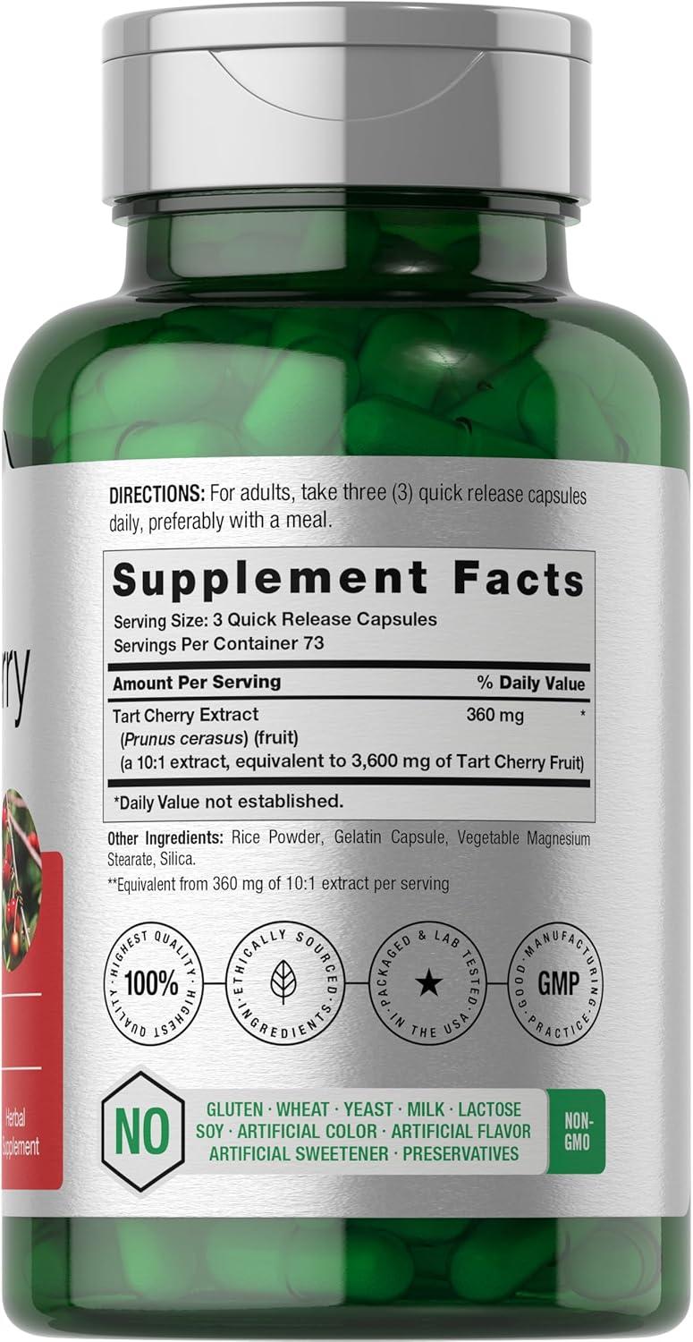 Horb ach Tart Cherry Extract Capsules | 3600mg | 220 Pills | Non-GMO Gluten Free | Traditional Herbal Supplement 220 Count (Pack of 1)