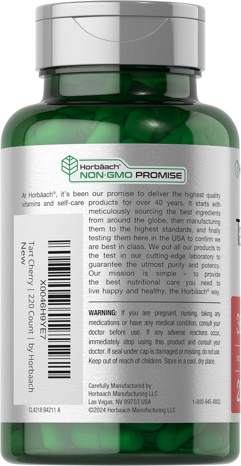 Horb ach Tart Cherry Extract Capsules | 3600mg | 220 Pills | Non-GMO Gluten Free | Traditional Herbal Supplement 220 Count (Pack of 1)