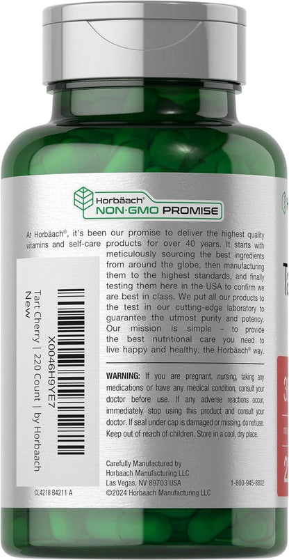 Horb ach Tart Cherry Extract Capsules | 3600mg | 220 Pills | Non-GMO Gluten Free | Traditional Herbal Supplement 220 Count (Pack of 1)