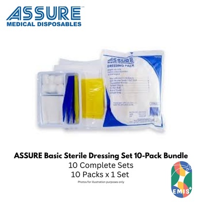 ASSURE Basic Dressing Set Bundle of 10 – Sterile Disposable Dressing Pack