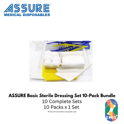 ASSURE Basic Dressing Set Bundle of 10 – Sterile Disposable Dressing Pack