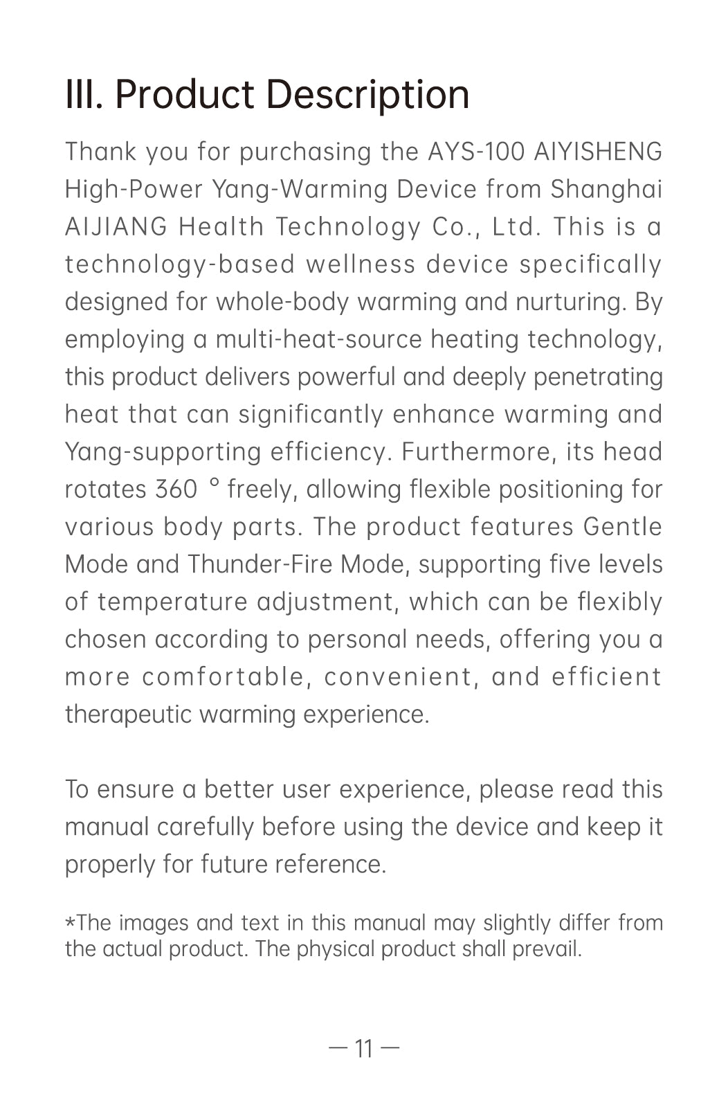 AiYiSheng AYS-100 High Power Yang Warming Moxibustion Device official English manual page 13