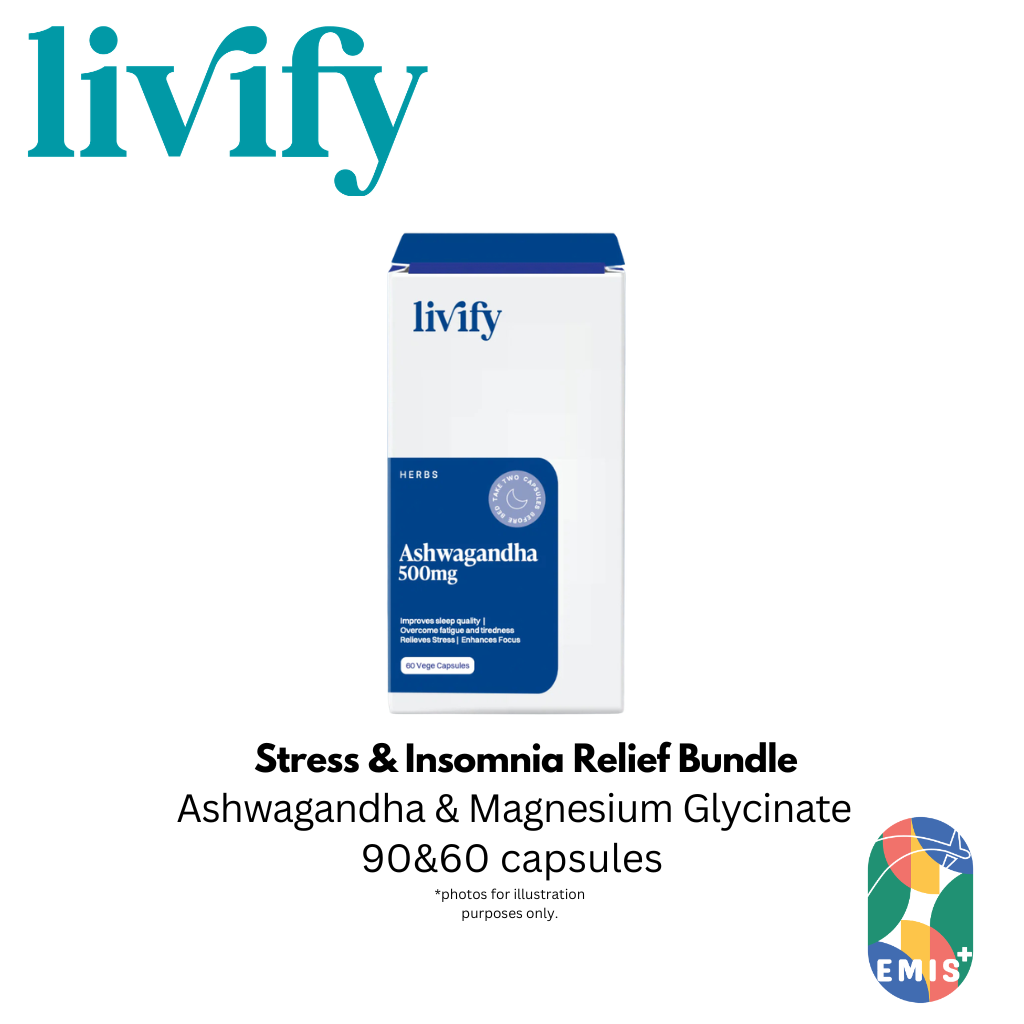 Livify Stress and Insomnia Relief Bundle Ashwagandha and Magnesium Glycinate Supplement Set