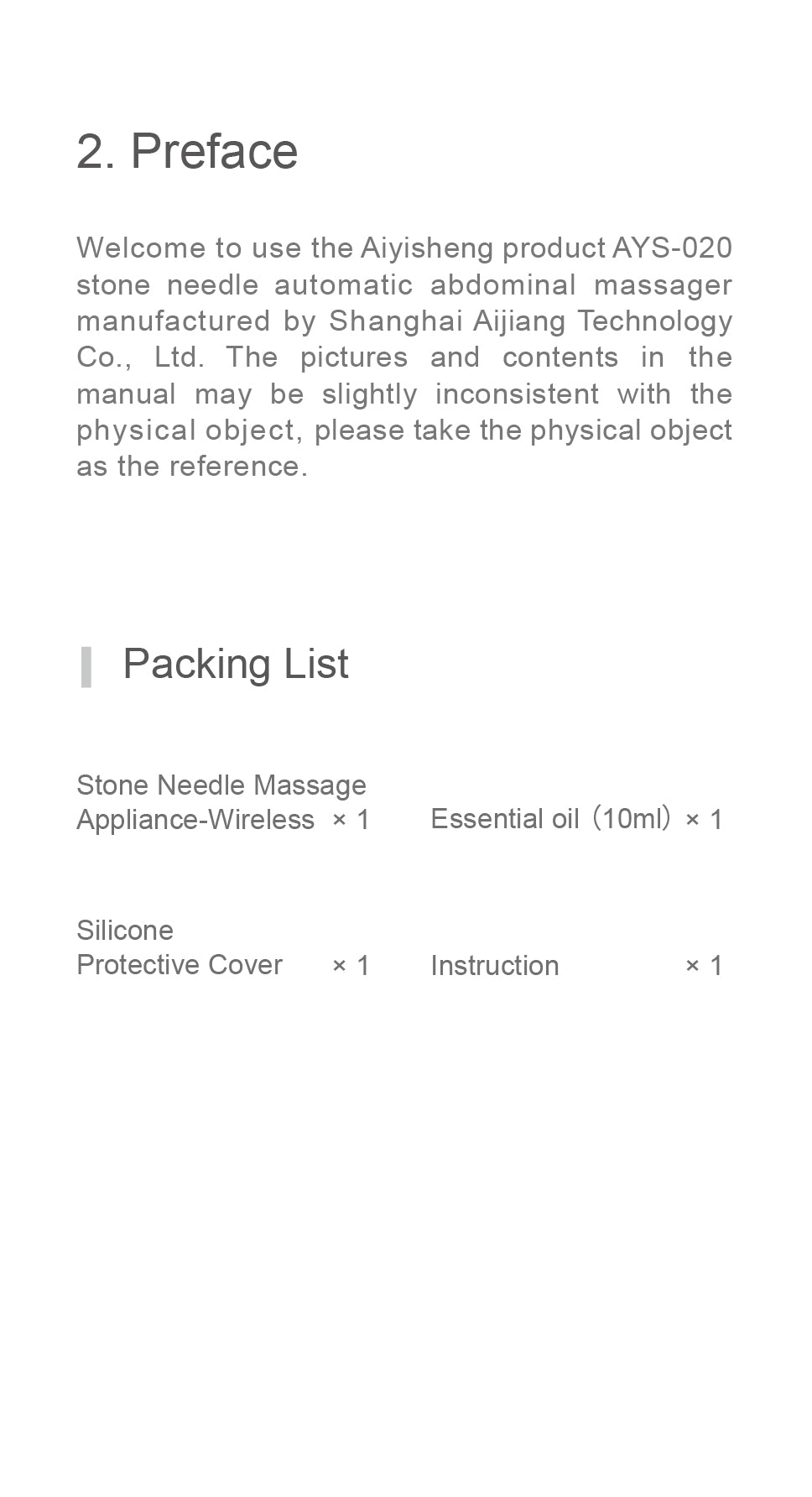 Stone Needle Massage Appliance, Cordless Edition AYS-020 official English manual page 3