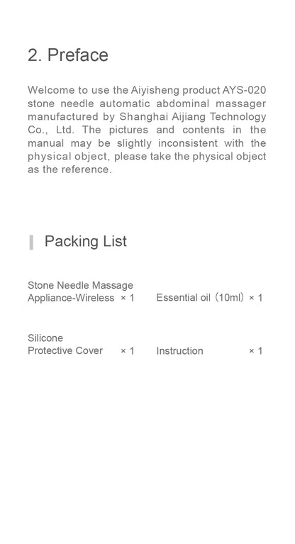 Stone Needle Massage Appliance, Cordless Edition AYS-020 official English manual page 3