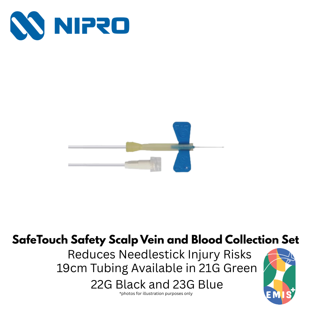 Nipro SafeTouch PSV & Blood Collection Set – Safety-Engineered (19G – 25G) – Nipro medical device available at EMIS+ Singapore