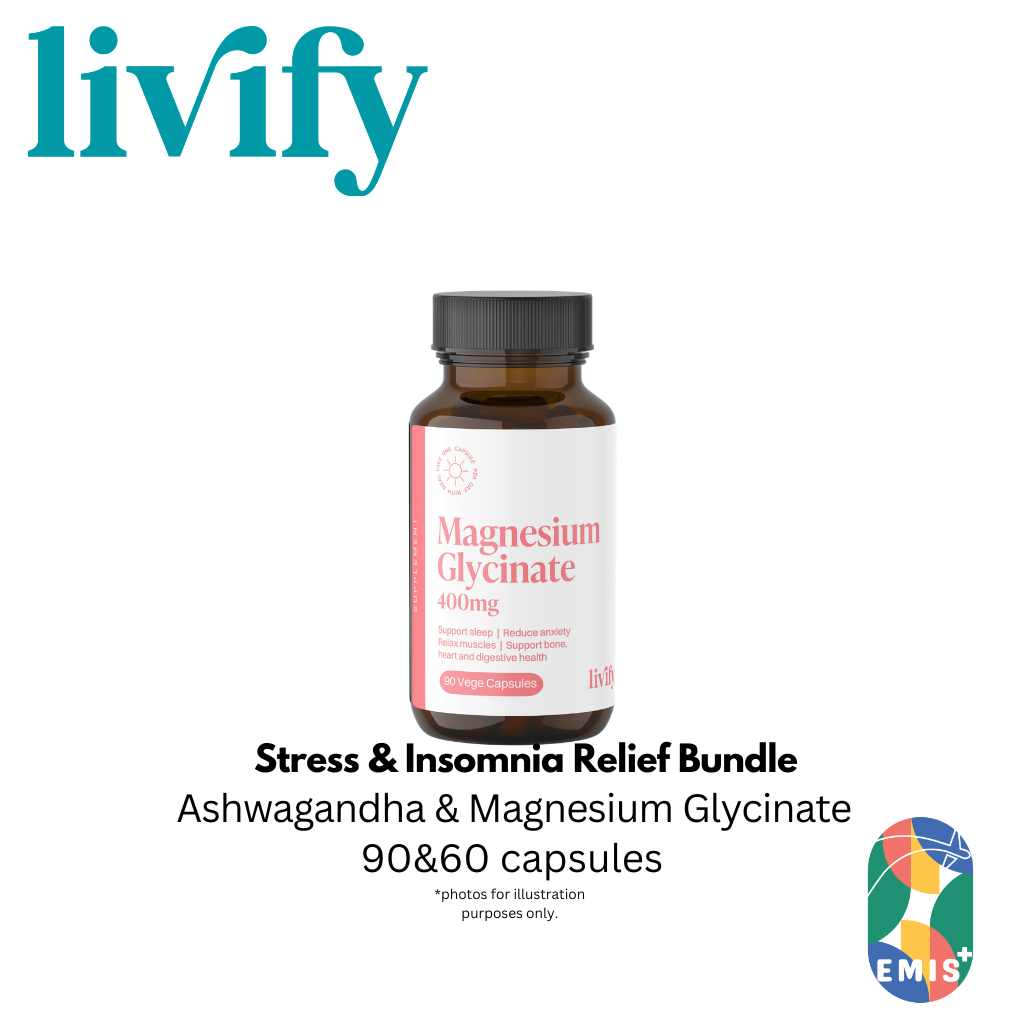 Livify Stress and Insomnia Relief Bundle Ashwagandha and Magnesium Glycinate Supplement Set