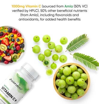 Natural Vitamin C and Zinc Supplement - Immune Support Formula by Jinfiniti
