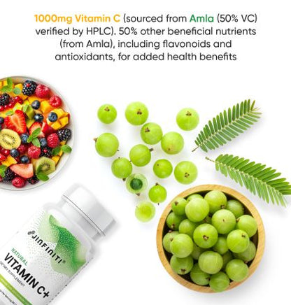 Natural Vitamin C and Zinc Supplement - Immune Support Formula by Jinfiniti