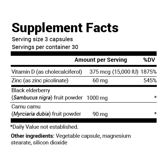 Dr. Berg Advanced Immune Support: Elderberry, Vitamin D3 & Zinc (1000mg)