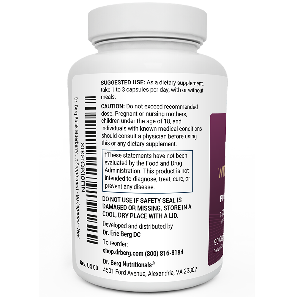 Advanced Immune Support – 1000 mg Black Elderberry with Vitamin D3 & Zinc – 90 Vegetable Capsules