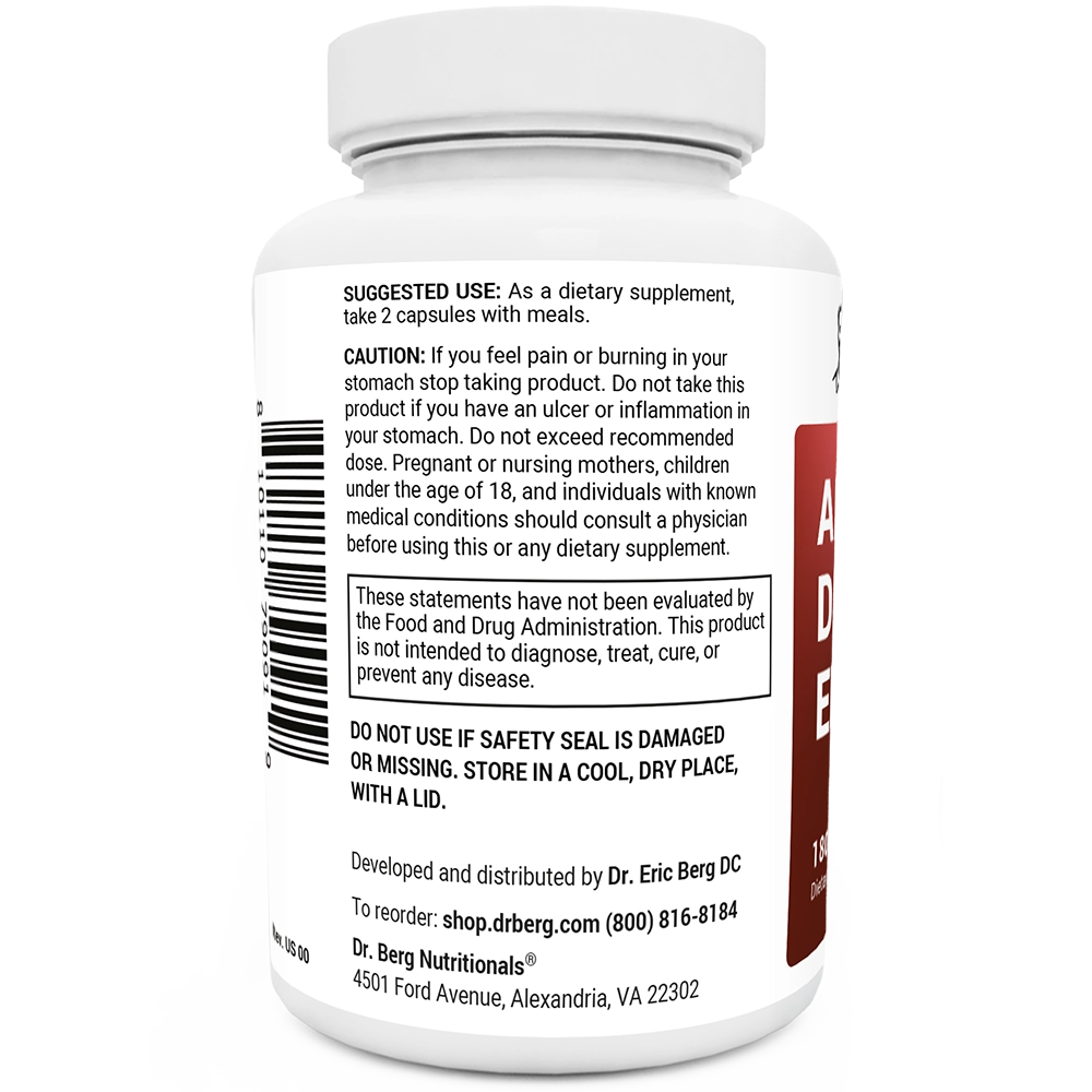 Dr. Berg Advanced Digestive Enzymes - 180 Capsules with Apple Cider Vinegar & Pancreatin for Optimal Digestion