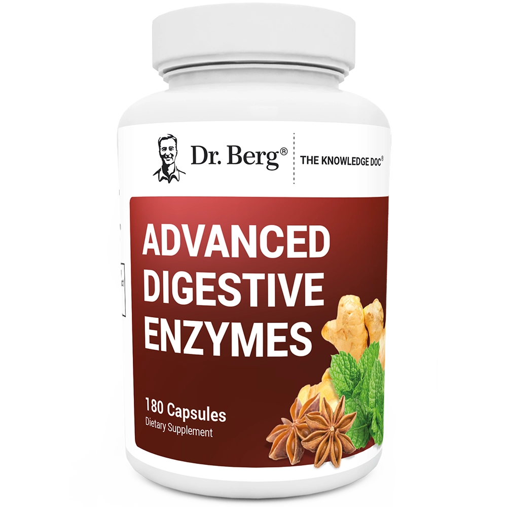 Dr. Berg Advanced Digestive Enzymes - 180 Capsules with Apple Cider Vinegar & Pancreatin for Optimal Digestion