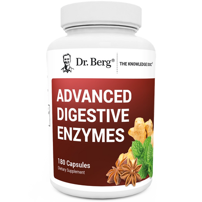 Dr. Berg Advanced Digestive Enzymes - 180 Capsules with Apple Cider Vinegar & Pancreatin for Optimal Digestion