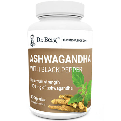 Dr. Berg Ashwagandha with BioPerine: Max Stress Relief (90 Veggie Capsules)