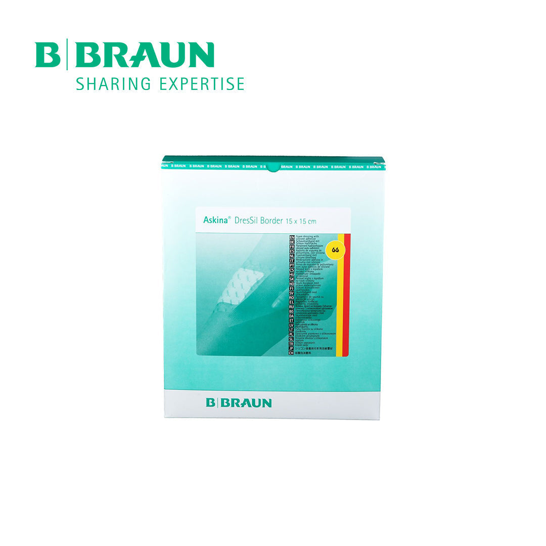 Bbraun Askina DresSil Border 15x15cm (Box of 10) - Premium Silicone Foam Dressing for Exuding Wounds