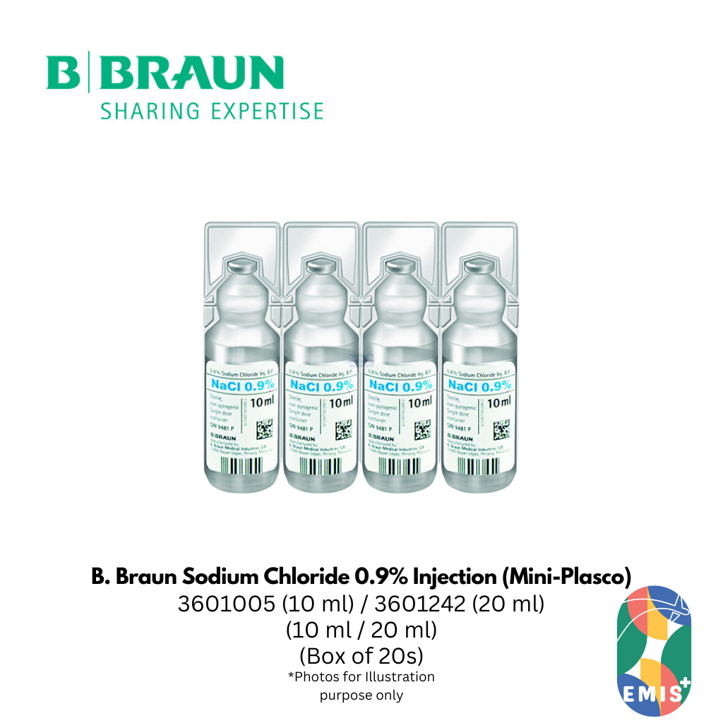 B Braun Sodium Chloride 0.9% Injection 10ml or 20ml Box of 20