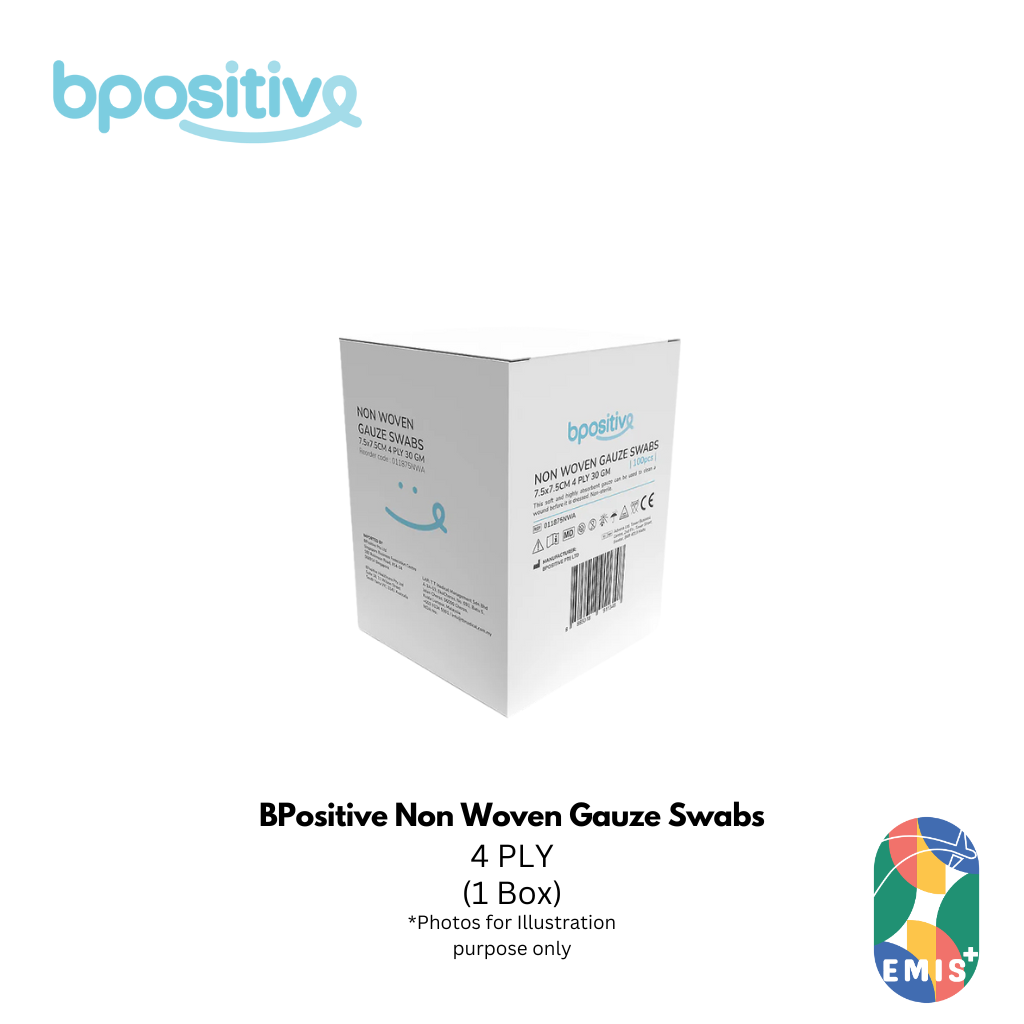 BPositive Non Woven Gauze Swabs 4 Ply Non Sterile (Box of 100s)