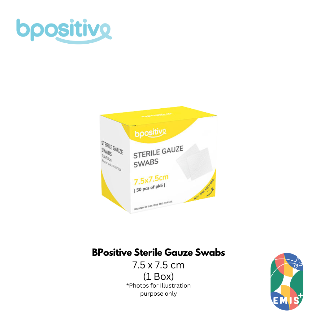 BPositive Sterile Gauze Swabs 7.5 x 7.5 cm Pack of 50