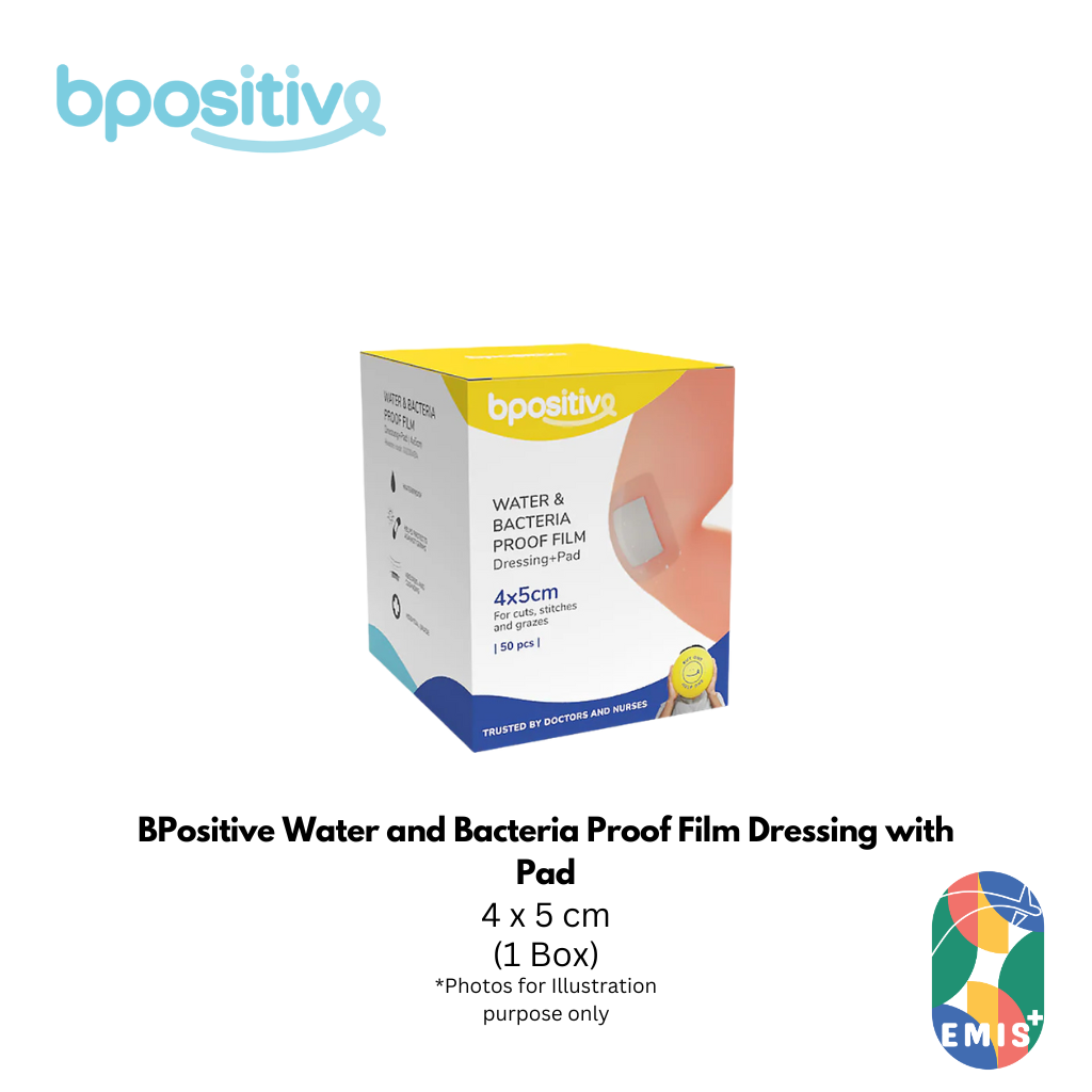 BPositive Water and Bacteria Proof Film Dressing with Pad 4 x 5cm