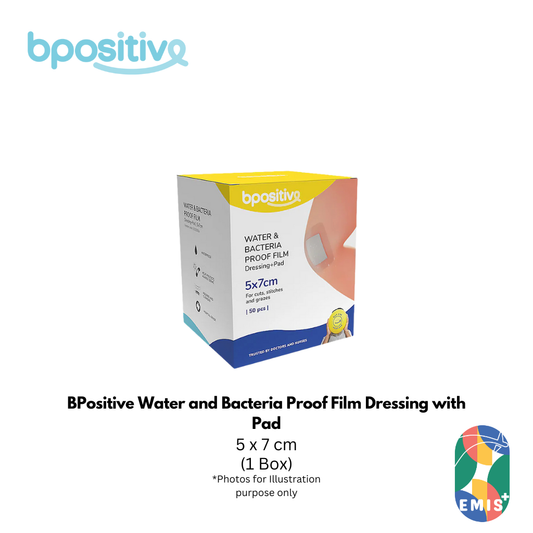 BPositive Water and Bacteria Proof Film Dressing with Pad 5 x 7 cm