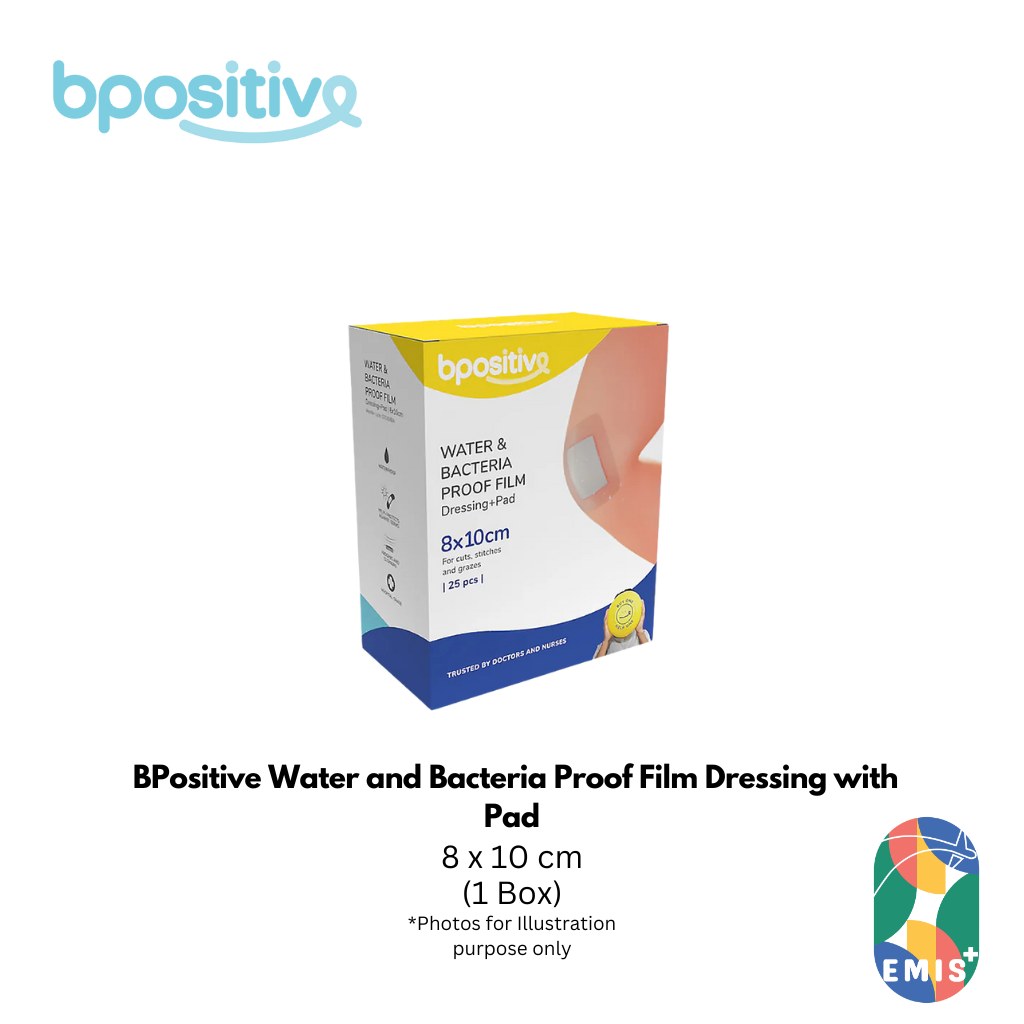 BPositive Water and Bacteria Proof Film Dressing with Pad 8 x 10 cm