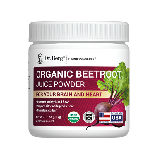 Dr Berg Organic Beetroot Juice Powder – Raw, Fresh, USDA Organic for enhanced circulation and wellness.