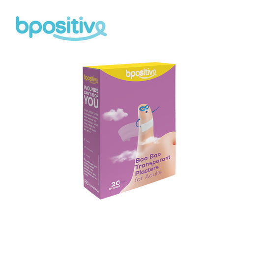 Bpositive Boo Boo Transparent Plaster Strips for Adults - Box of 20s