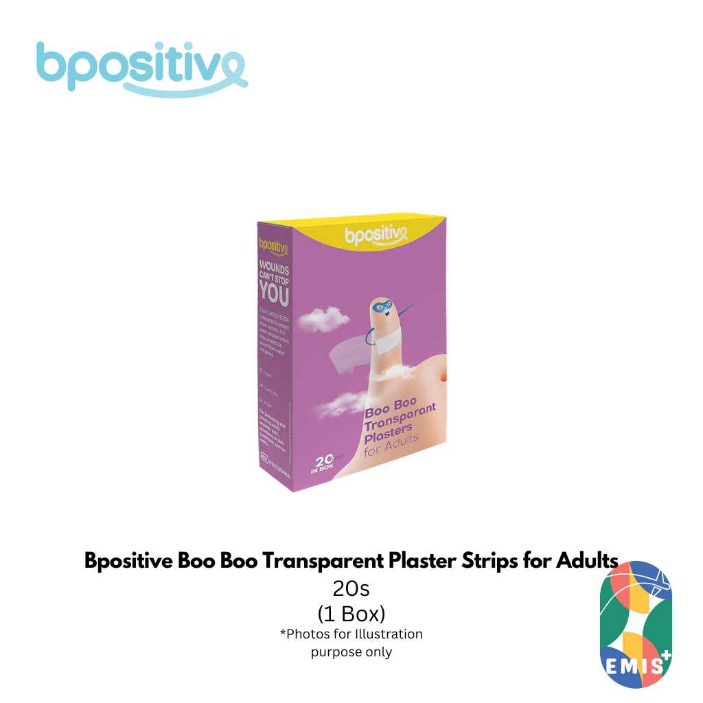 Bpositive Boo Boo Transparent Plaster Strips for Adults Box of 20