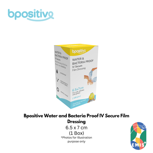 Bpositive Water and Bacteria Proof IV Secure Film Dressing 6.5 x 7 cm Box of 100