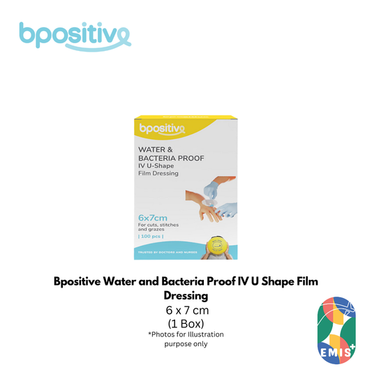 Bpositive Water and Bacteria Proof IV U Shape Film Dressing 6 x 7 cm Box of 100