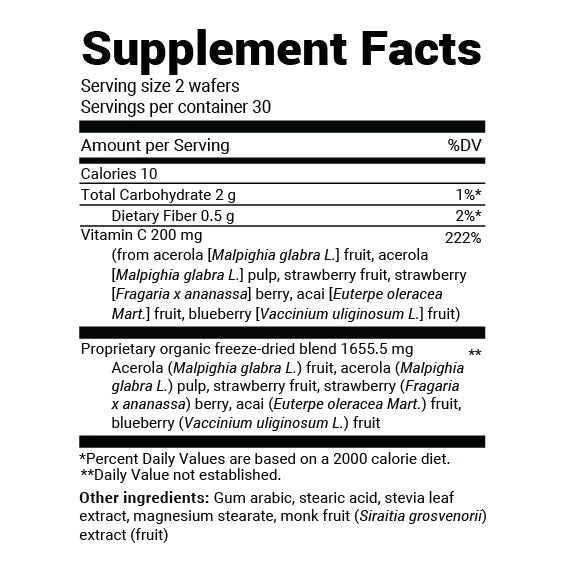 Dr. Berg Chewable Vitamin C Complex: Delicious Organic Berry Blend - 60 Wafers