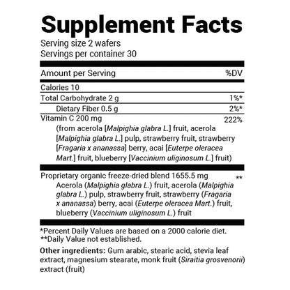 Dr. Berg Chewable Vitamin C Complex: Delicious Organic Berry Blend - 60 Wafers