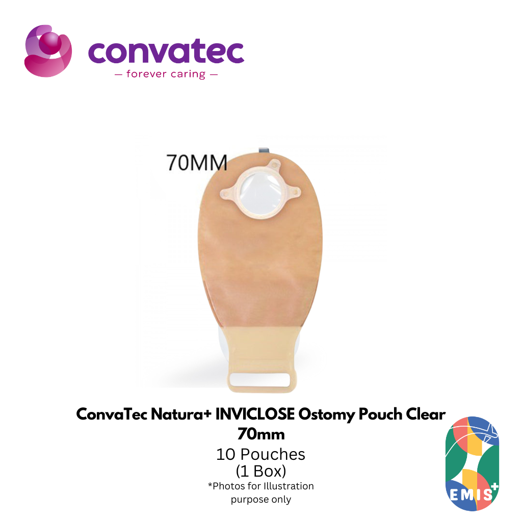 ConvaTec Natura+ INVICLOSE Ostomy Pouch – Clear, 70mm | Advanced Drainable Pouch with Anti Clogging Filter & Clip Less Tail Closure (Box of 10)
